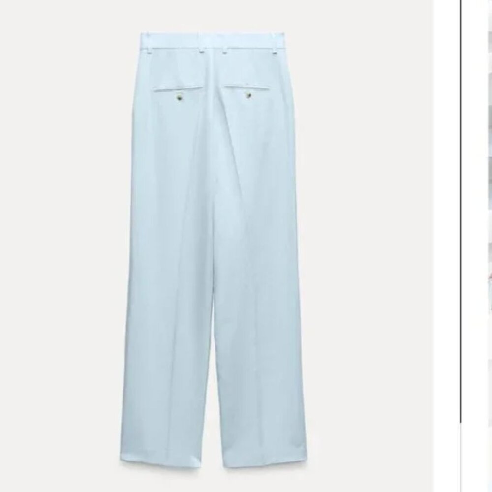NWT ZARA LINEN BLEND STRAIGHT LEG PANTS ZW COLLECTION - Picture 9 of 9